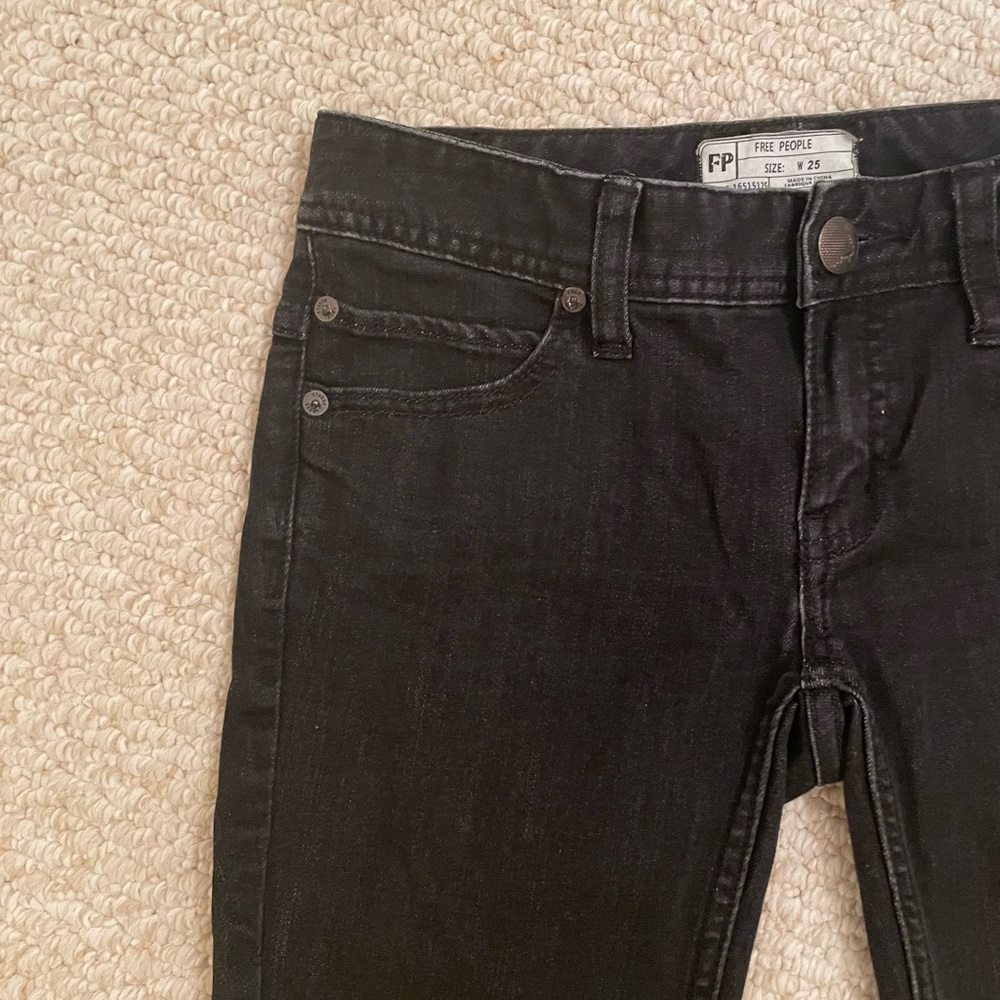 FREE PEOPLE Black Ripped and Raw Edge Jeans - Picture 3 of 9
